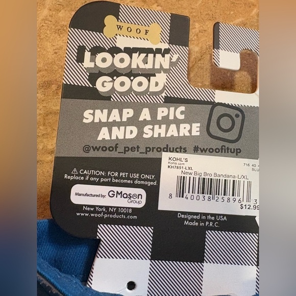 Woof Pet Bandana New Big Bro Size L/XL 15-18 in NWT Pregnancy Announcement - Picture 9 of 9